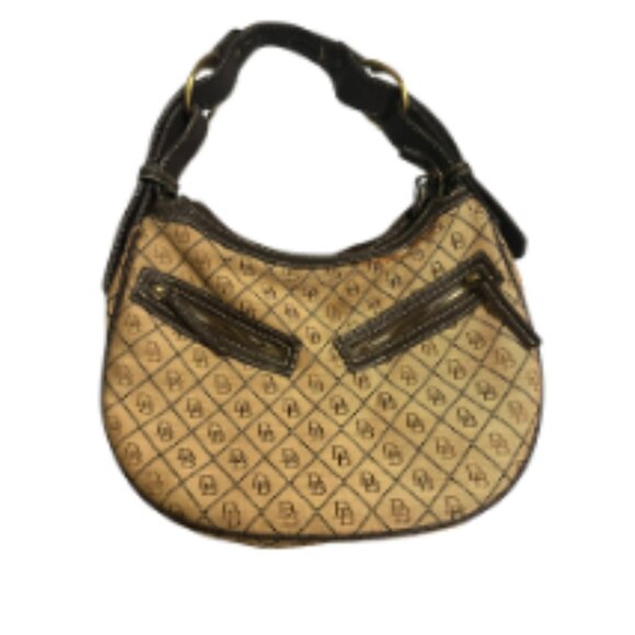 Dooney & Bourke Classic Leather and Canvas Signature Bag - Picture 1 of 6
